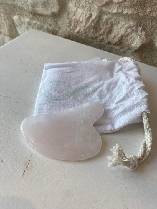 Gua Sha en Quartz Rose + Housse