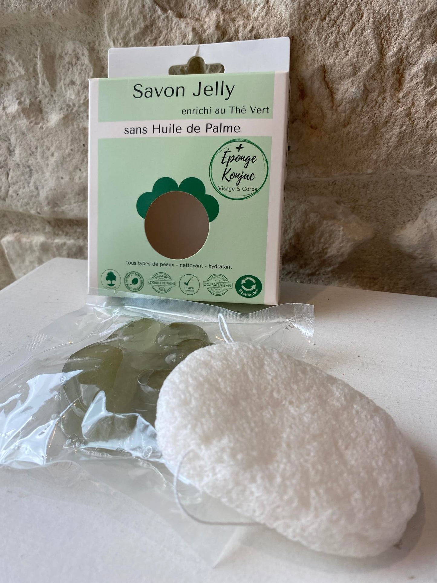 Savon Jelly Thé Vert + Eponge Konjac